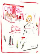 Christian Louboutin红底鞋彩妆圣诞时尚素描，手绘祝福暖心献礼